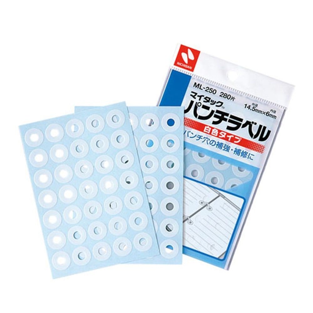 ニチバン　パンチラベル　ML-250, 白, 280片入