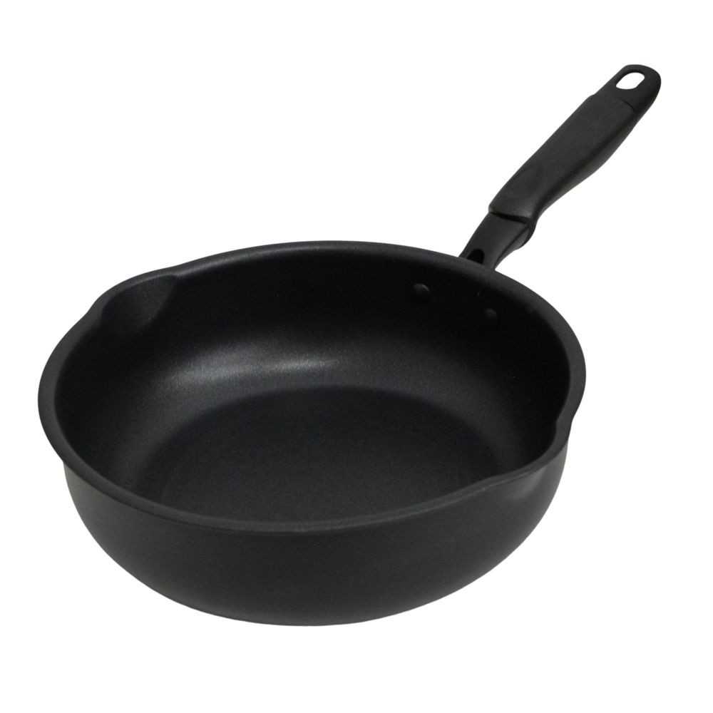 ウィザ WIZ'A　キレイに焼けるガス火深型フライパン２２ｃｍ, ブラック, 22cm