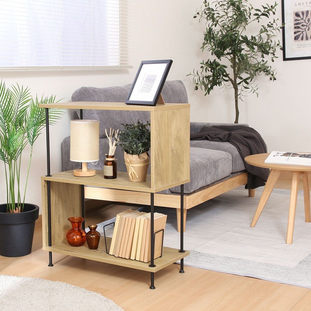 不二貿易 ＥＺＢＯツイストロックＳ型ディスプレイラック３段　ＯＡＫ【メーカー直送・代引不可】, ナチュラル, 幅600mm×奥行300mm×高さ745mm