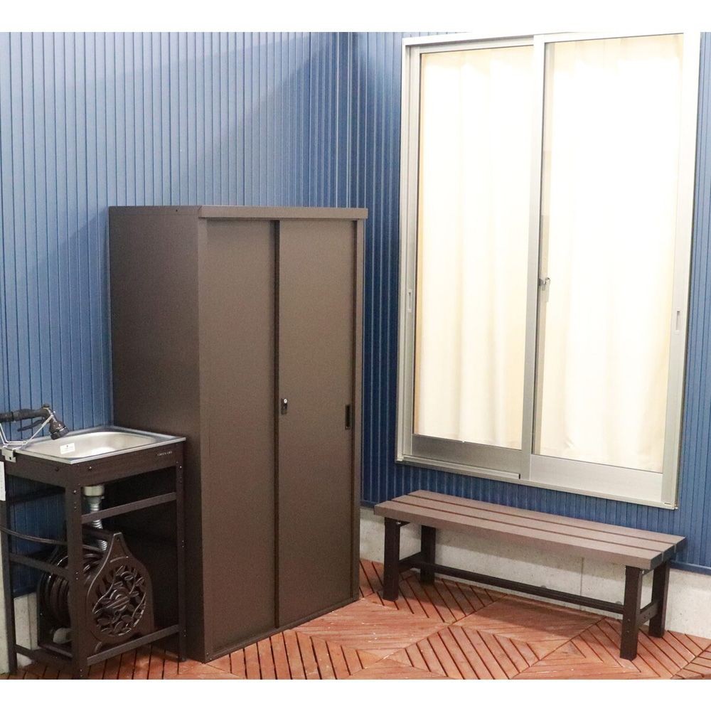 グリーンライフ 家庭用収納庫 HS-162（AMBR）, マットブラウン, 幅890mm&times;奥行470mm&times;高さ1620mm