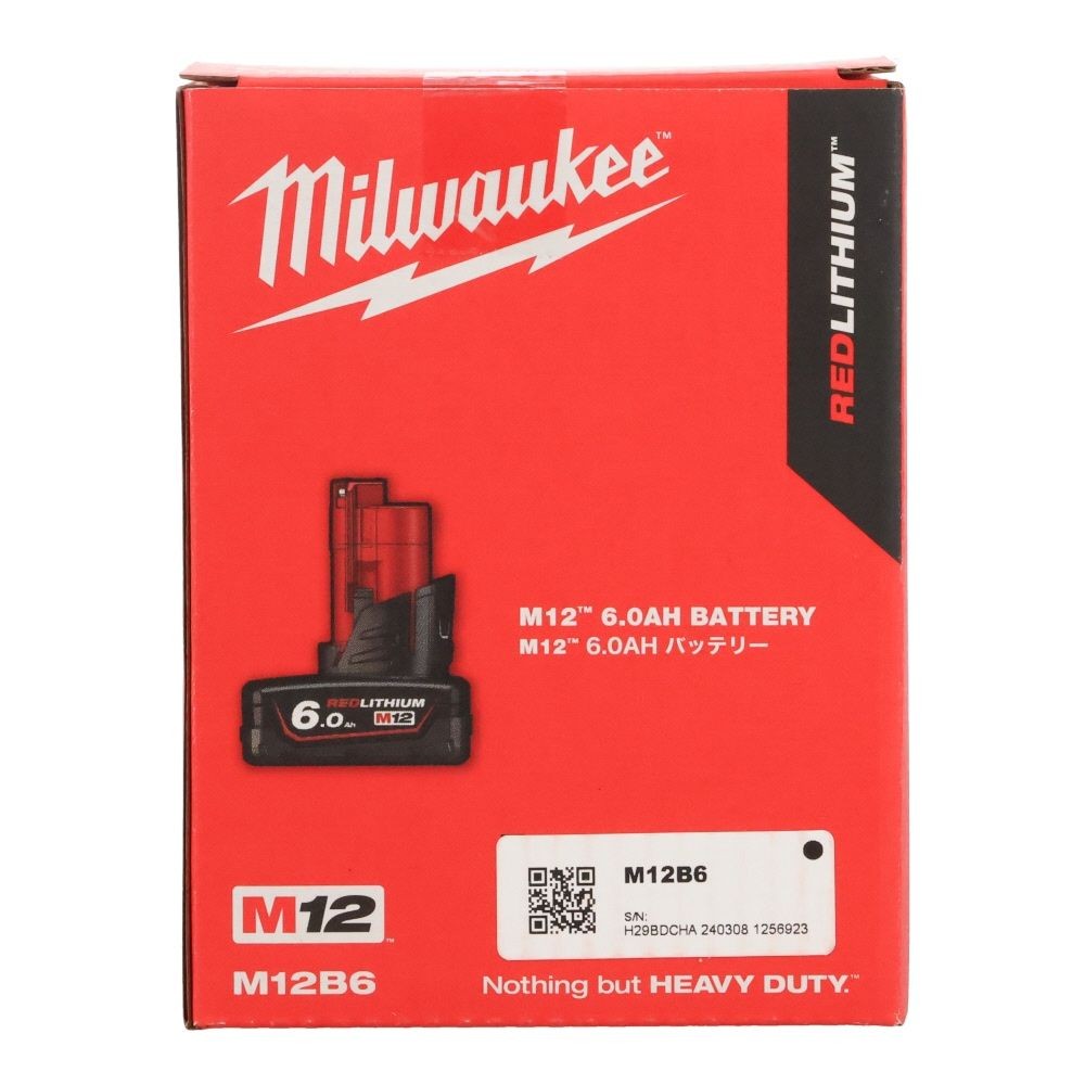 Milwaukee  M12 6.0Ah バッテリー, 6.0Ah, 12V
