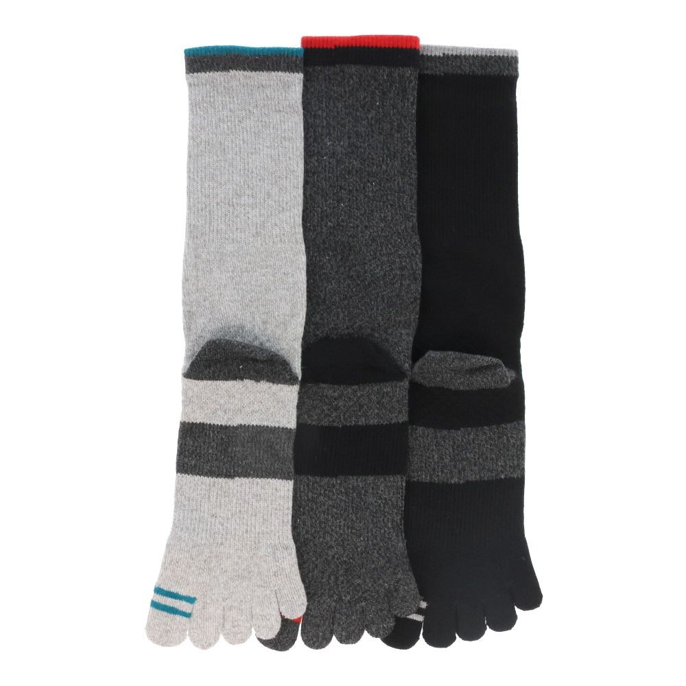 WIZ'A ウィザ ニオイを抑える靴下　五本指　３足組　25-27cm　ミドル丈, アソート, 25〜27cm