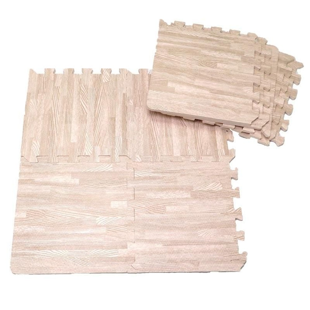 つなげるソフトマット　9枚組　木目柄, ホワイト, 9枚組