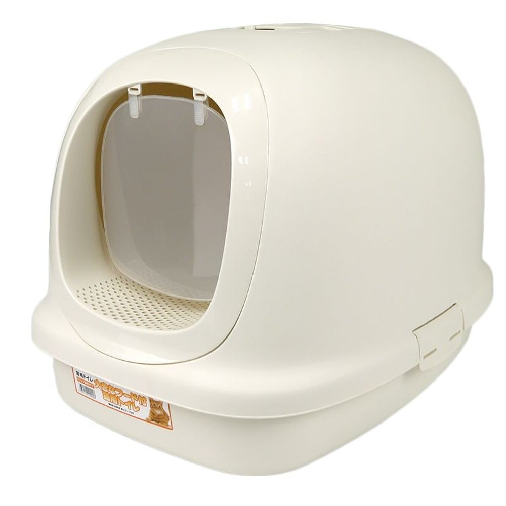 大きなフード付猫用トイレ, アイボリー, 幅470&times;奥行630&times;高さ470mm