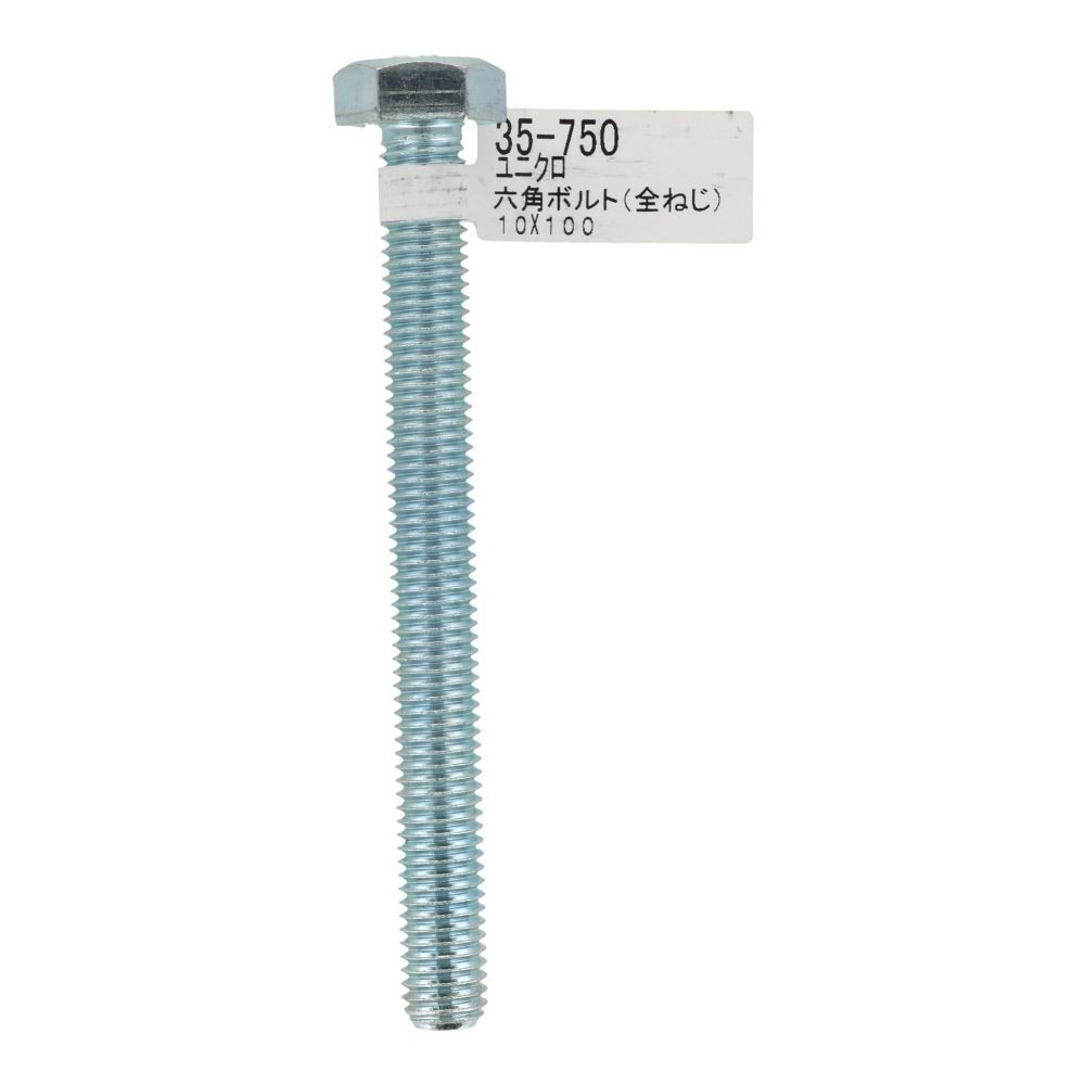 六角ボルト　ユニクロ　全ねじ　Ｍ１０&times;１００, 全ねじ, M10&times;100