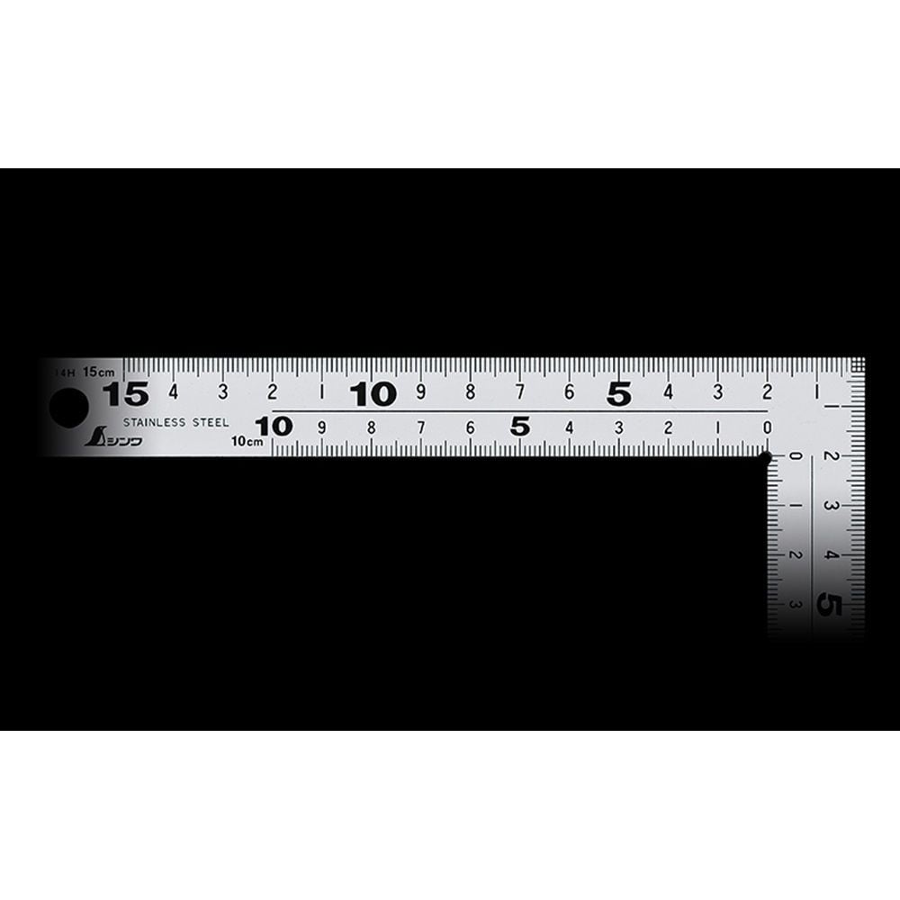 曲尺厚手広巾 シルバー 15cm表裏同目 8段目盛 cm表示, シルバー, 15cm