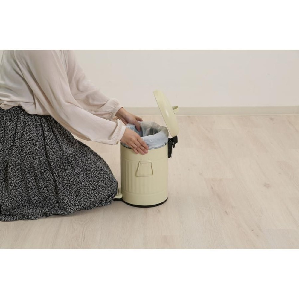 スチール　ラウンドペダルペール　5Ｌ【メーカー直送 代引不可】, アイボリー, 5.0L