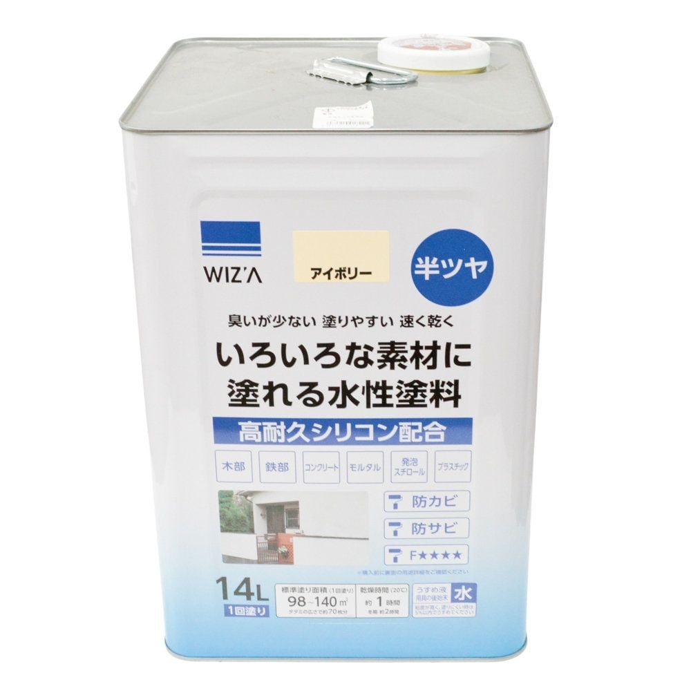 ウィザ WIZ'A　水性半つや多用途塗料　１４Ｌ, 白, 14L