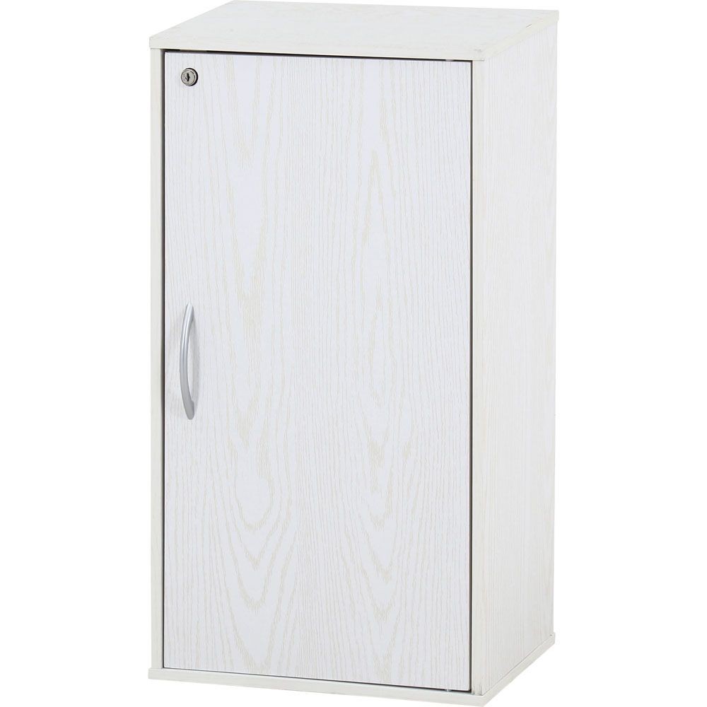 不二貿易 鍵付き収納ボックス　オークＷＨ【メーカー直送・代引不可】, ホワイト, 幅390mm×奥行310mm×高さ720mm