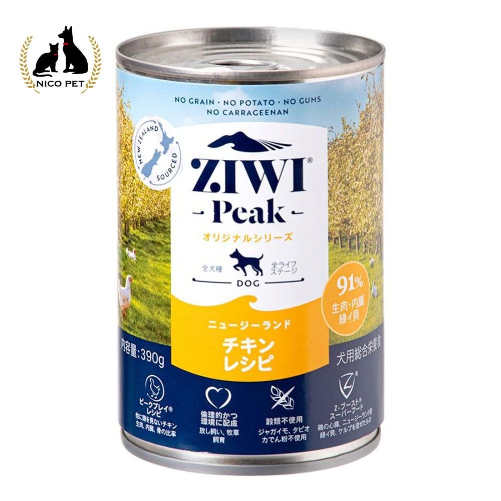 ZiwiPeak ドッグ缶 フリーレンジチキン 390g, フリーレンジチキン, 390g