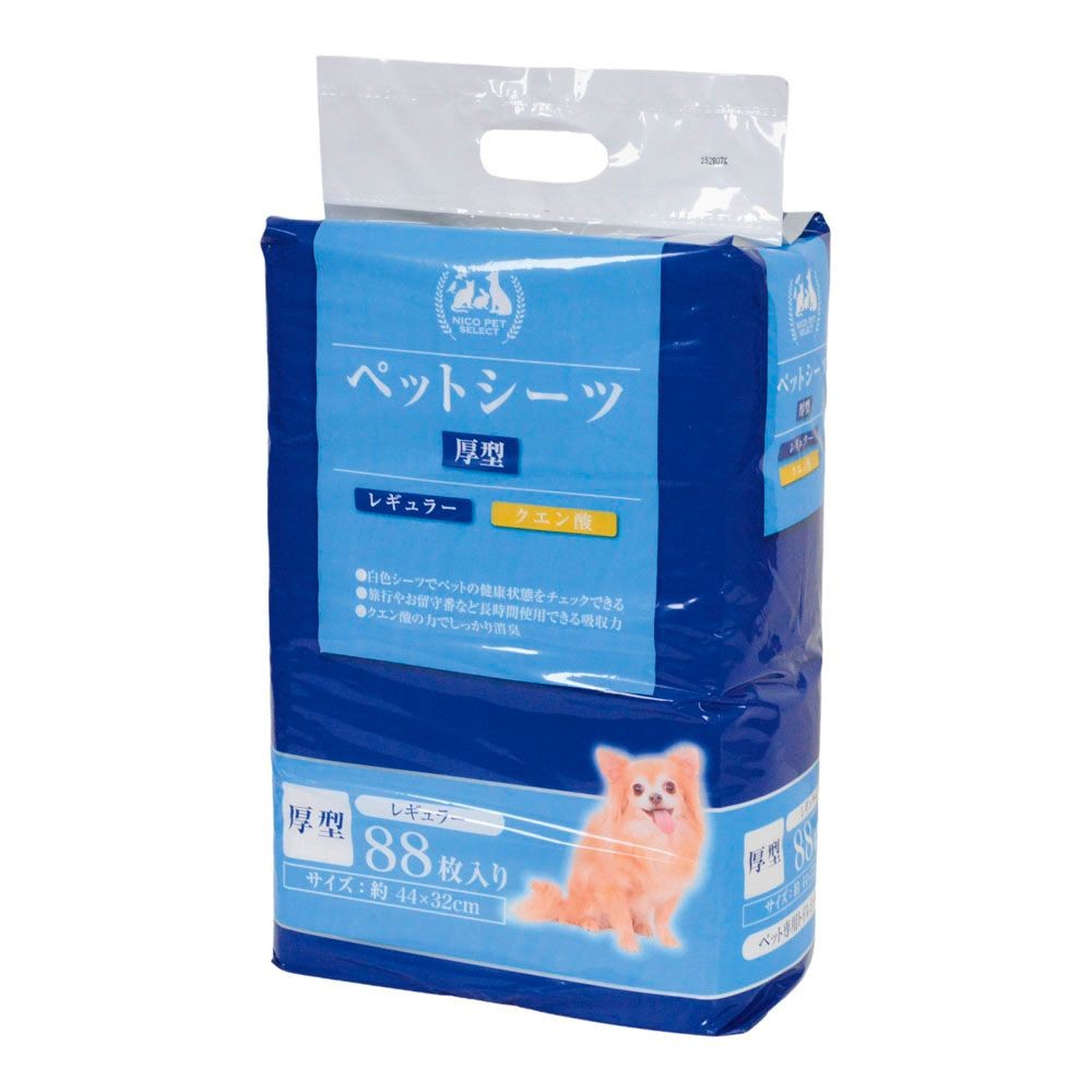NICOペットシーツ厚型　レギュラー　８８枚入り　44&times;32cm, ８８枚, レギュラー