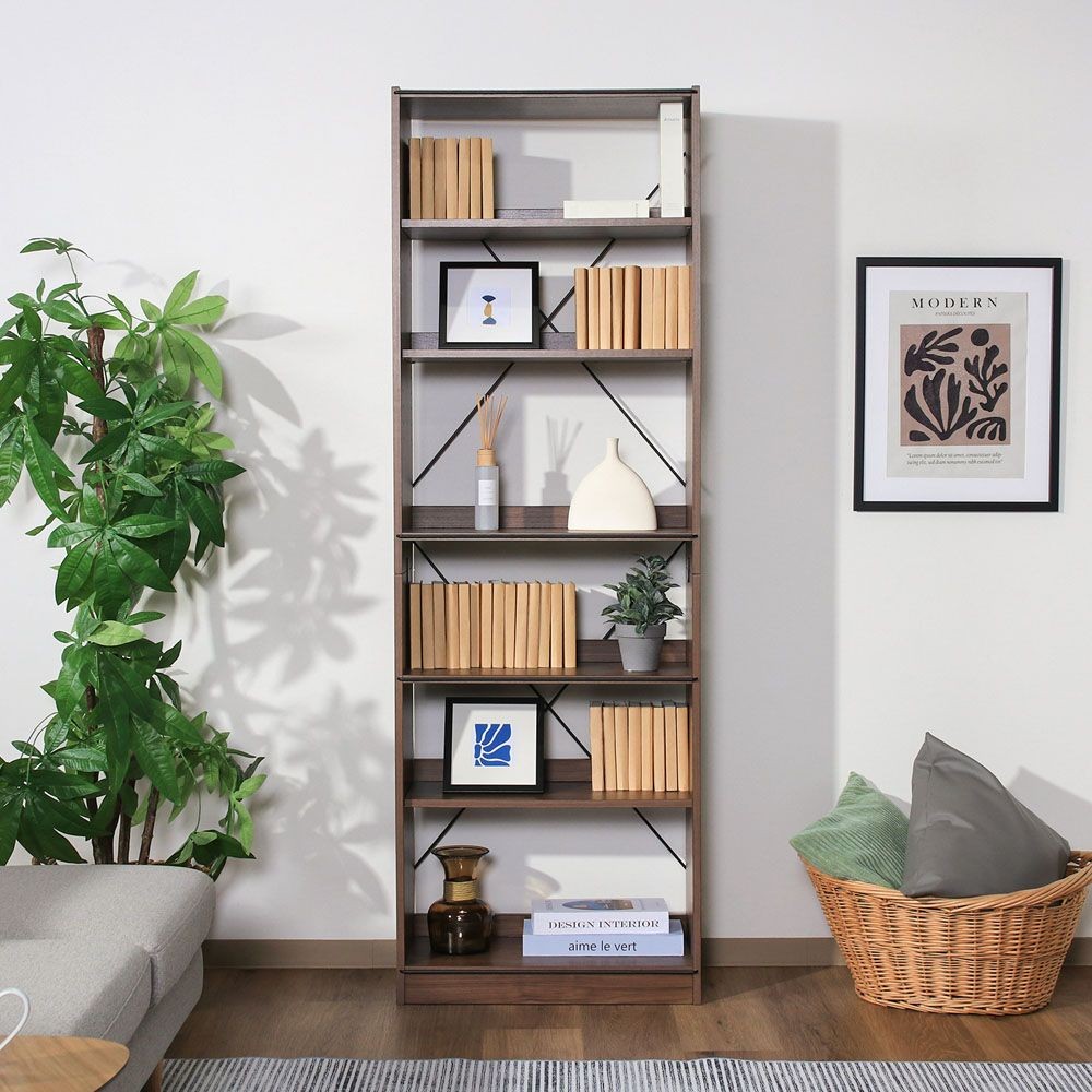 不二貿易 ＥＺＢＯオープンラック６段　ＭＢＲ【メーカー直送・代引不可】, ブラウン, 幅600mm×奥行306mm×高さ1800mm