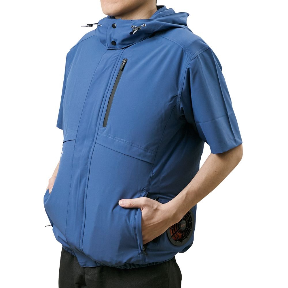 【2025年モデル】ウイザ WIZ'A サイドファン空調ウェアＰＲＯ　半袖　ブルーグレー, ブルーグレー, 4Lサイズ