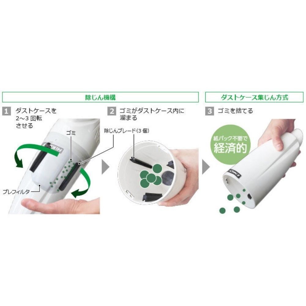 HiKOKI ハイコーキ コードレスクリーナー R12DC (NN) ※本体のみ, ホワイト, R12DC(NN)
