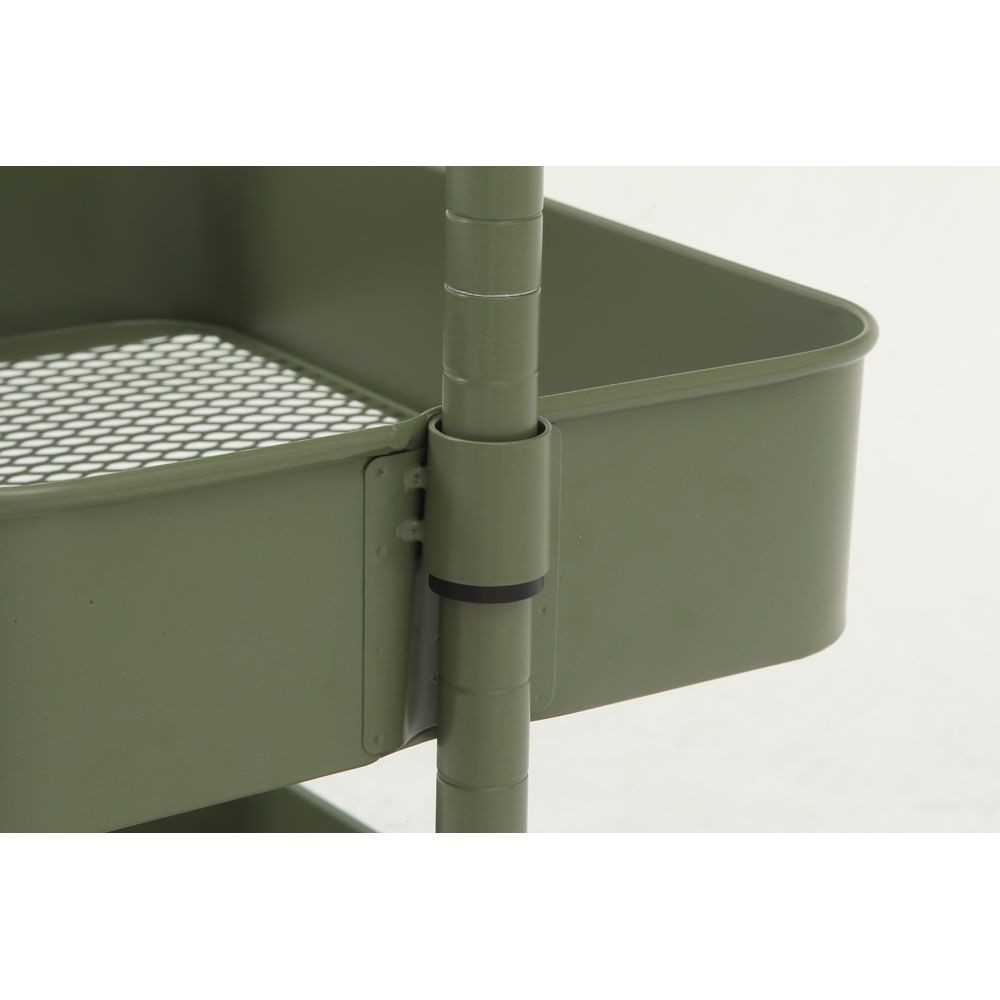 不二貿易 高さが調整できるワゴン　マルシェ　モスグリーン【メーカー直送・代引不可】, モスグリーン, 幅420mm&times;奥行360mm&times;高さ780mm