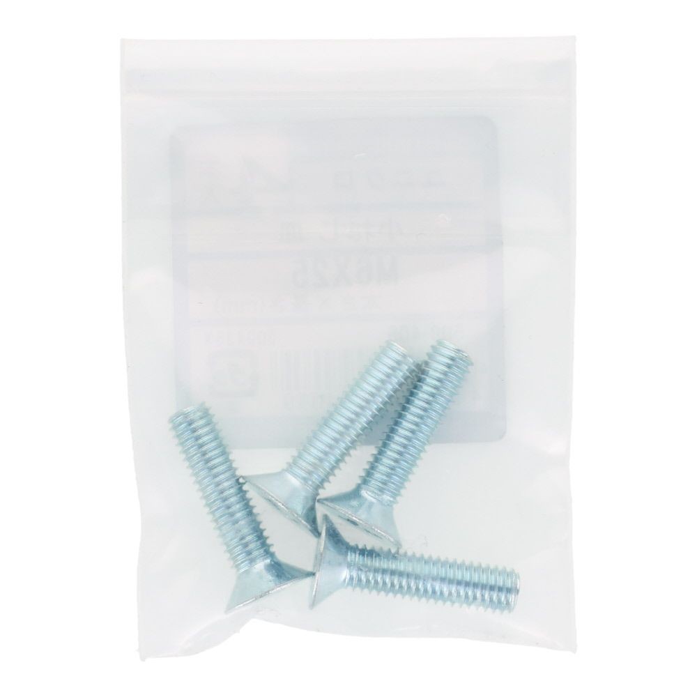 小ねじ　皿　ユニクロ　Ｍ６&times;２５ｍｍ　４本入, シルバー, M6&times;25mm