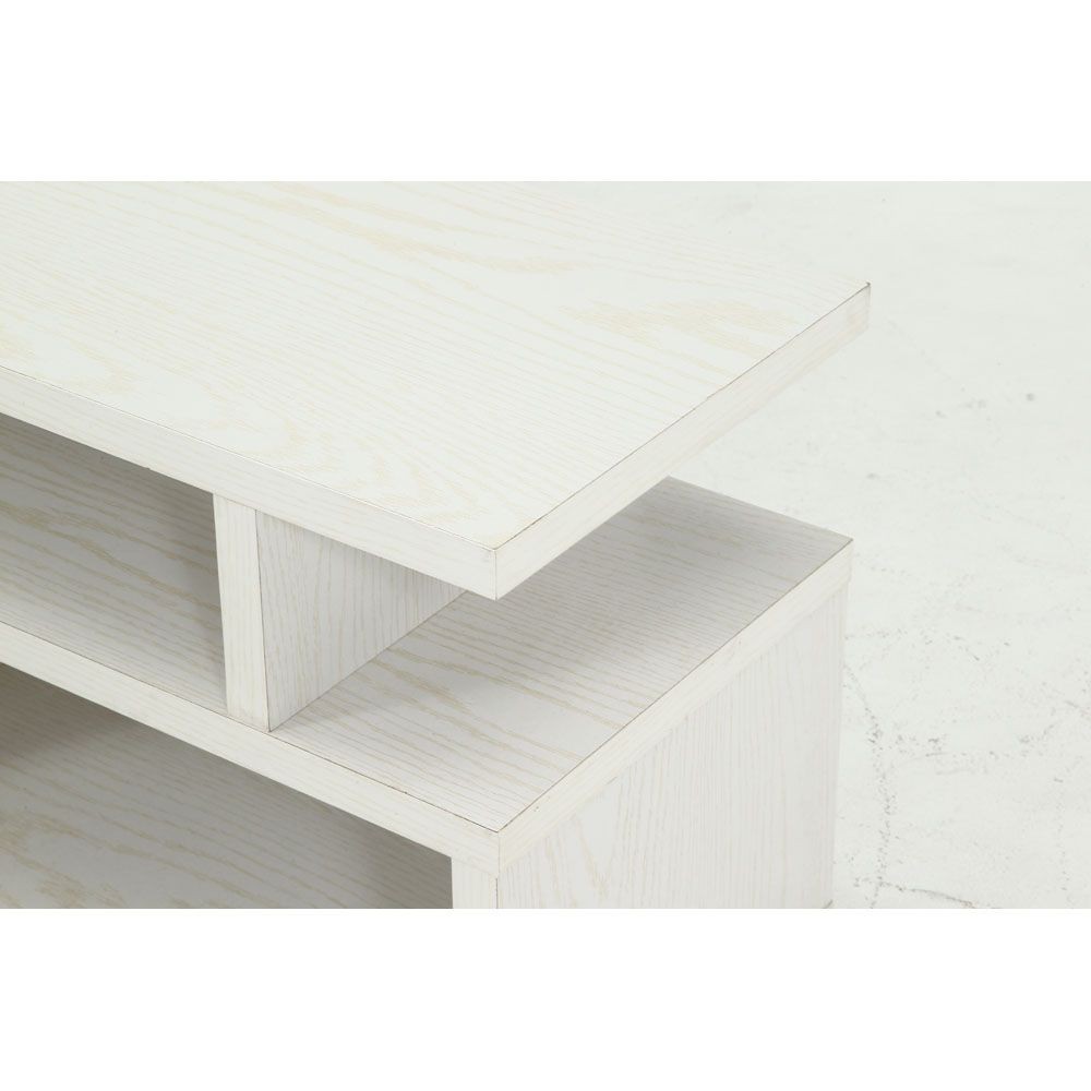 不二貿易 Ｓ字型ＴＶ台　１２０幅　オークＷＨ【メーカー直送・代引不可】, ホワイト, 幅1177mm&times;奥行295mm&times;高さ384mm