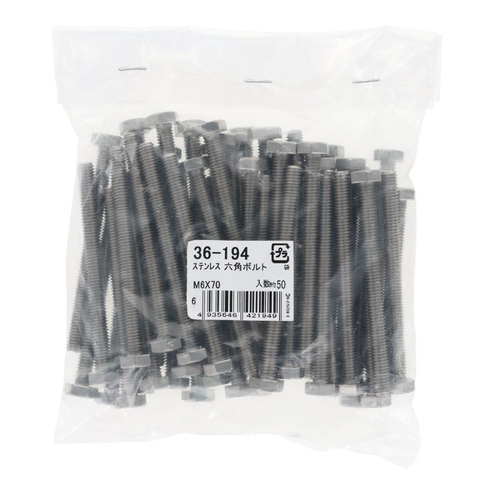 ステンレス　六角ボルト　Ｍ６&times;７０　５０入, ボルト, M6&times;70