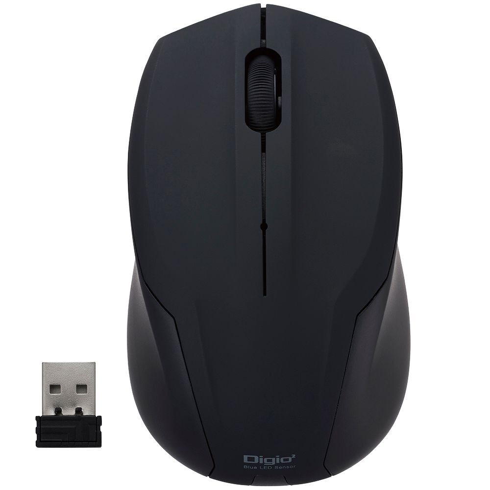 無線静音3ボタンBlueLEDマウス　ブラック, ブラック, 3ボタン