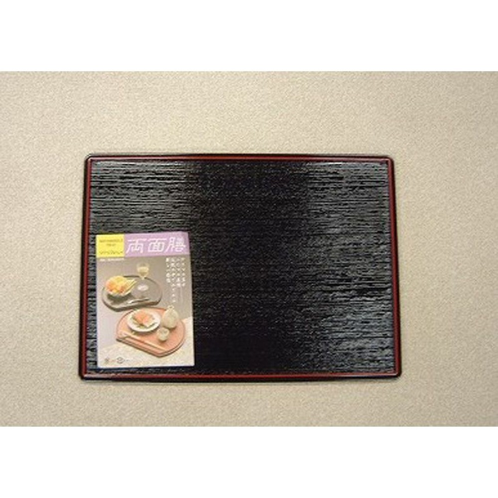 花光　長角両面膳　36cm, 赤/黒, -