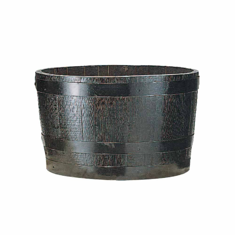 ウイスキー樽プランター　GB-5033　椀型50　ブラック　【メーカー直送・代引不可】【北海道・沖縄・離島除く】, ブラック, 椀型50