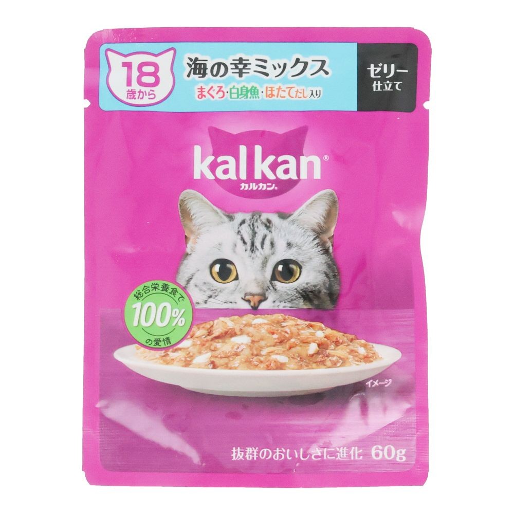 カルカンパウチ　１８歳から　海の幸Ｍ　鮪・白身魚・ほたて, １８歳から　海の幸ミックス, 60g