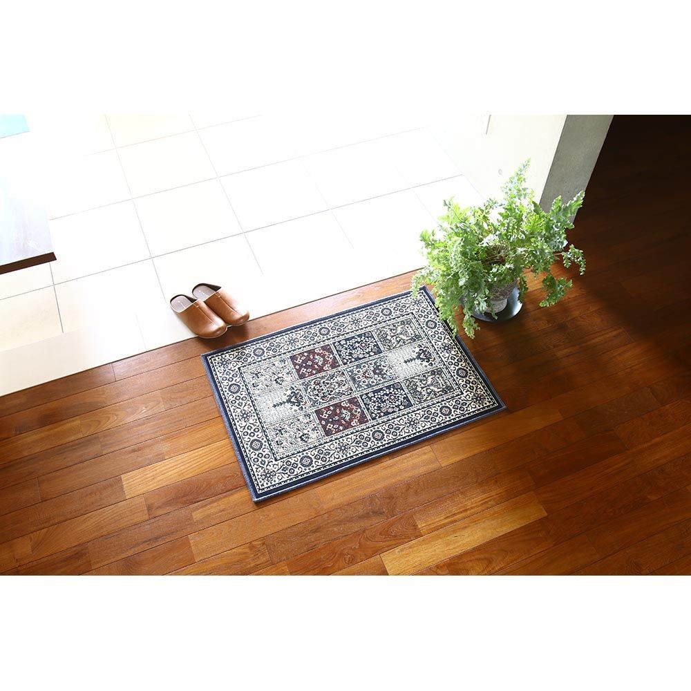 洗える・すべりにくい・抗菌防臭・床暖房対応 60&times;90cm 国産モケットマット MED ネイビー, ネイビー, 60&times;90cm