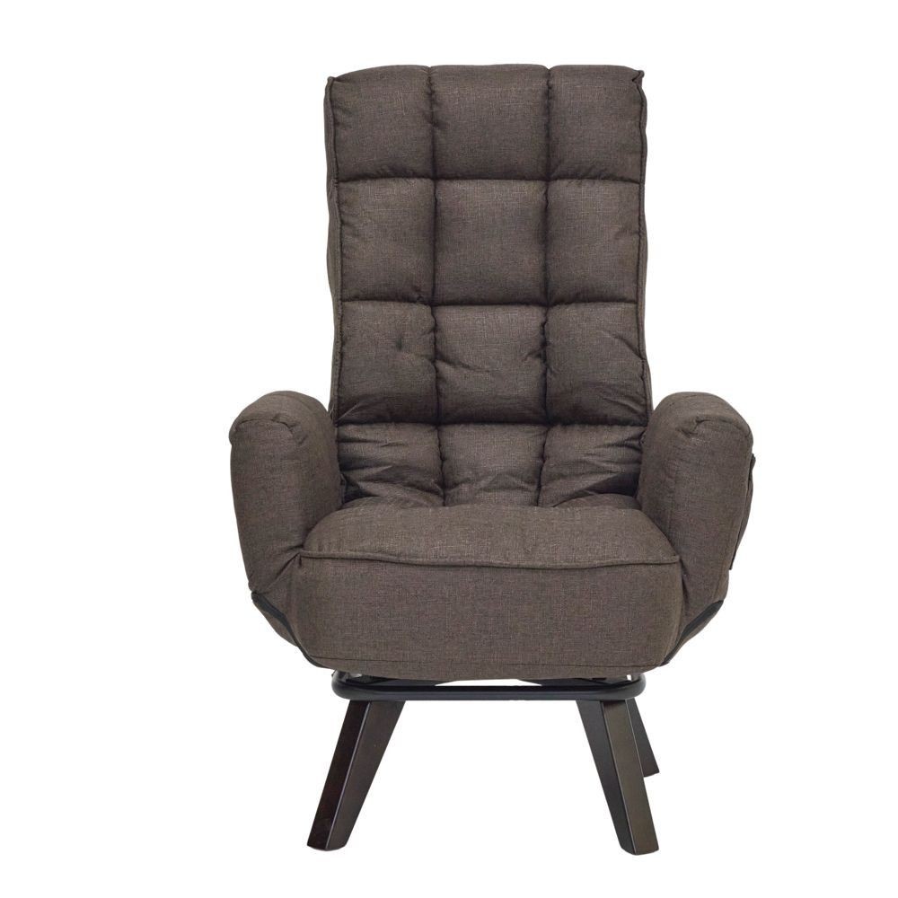 回転肘付きコイルスプリング高座椅子, ブラウン, 幅64cm