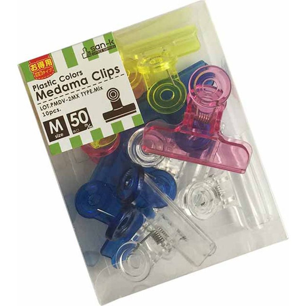 プラ目玉クリップBOX　色込　10個入, クリア/ブルー/ピンク/イエロー（小小）, 小小