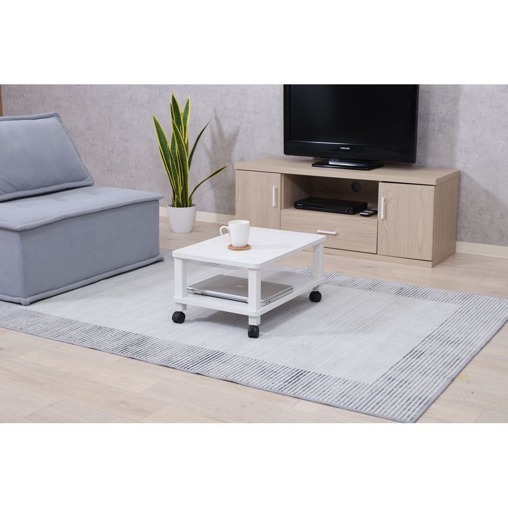 不二貿易 フィット　マルチテーブル（キャスター付）　オークＷＨ【メーカー直送・代引不可】, ホワイト, 幅595mm&times;奥行390mm&times;高さ285mm