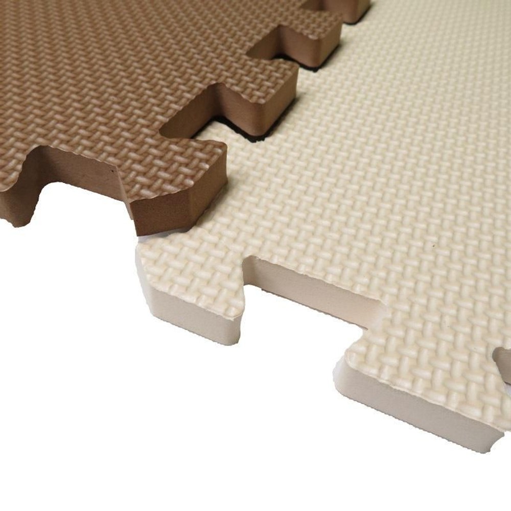 つなげるソフトマット 8枚組, ブラウンXアイボリー, 32cm