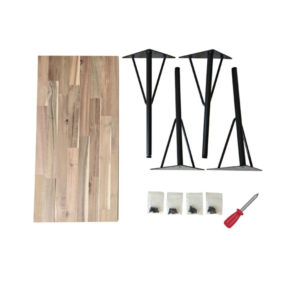 アカシア集成材スチール脚付　テーブル組立キット　板サイズ600&times;300&times;18mm　脚サイズ375mm, アカシア(600&times;300), 375mm脚