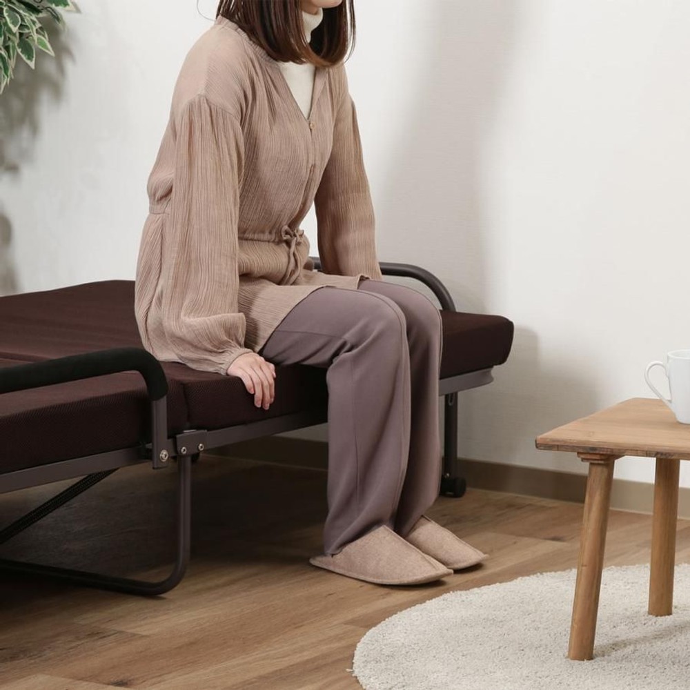 不二貿易  低反発折たたみベッド　フリーロック42段 【メーカー直送・代引不可】, ブラウン, シングル