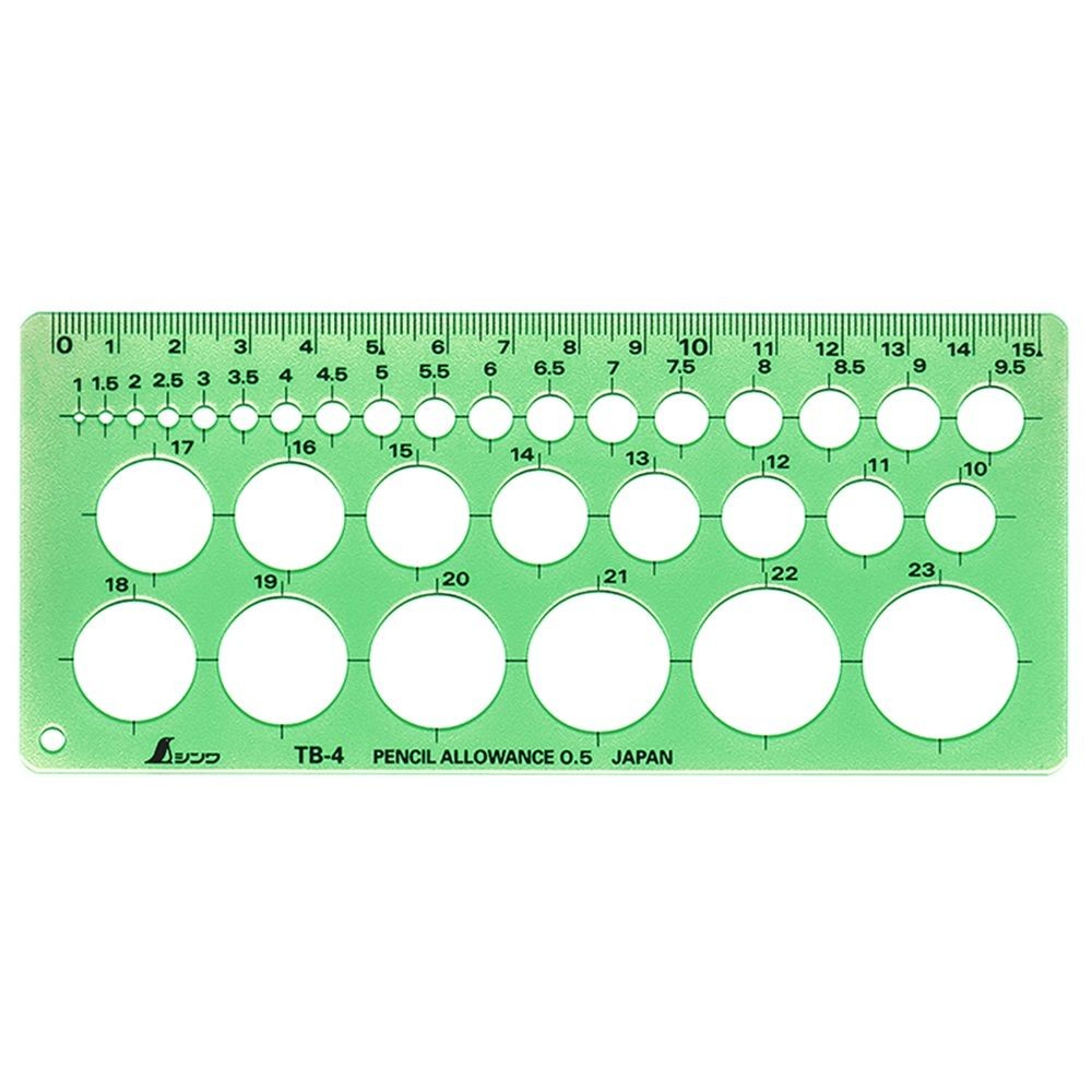 テンプレート TB-4円定規(小), 66005, 70&times;160&times;0.75mm