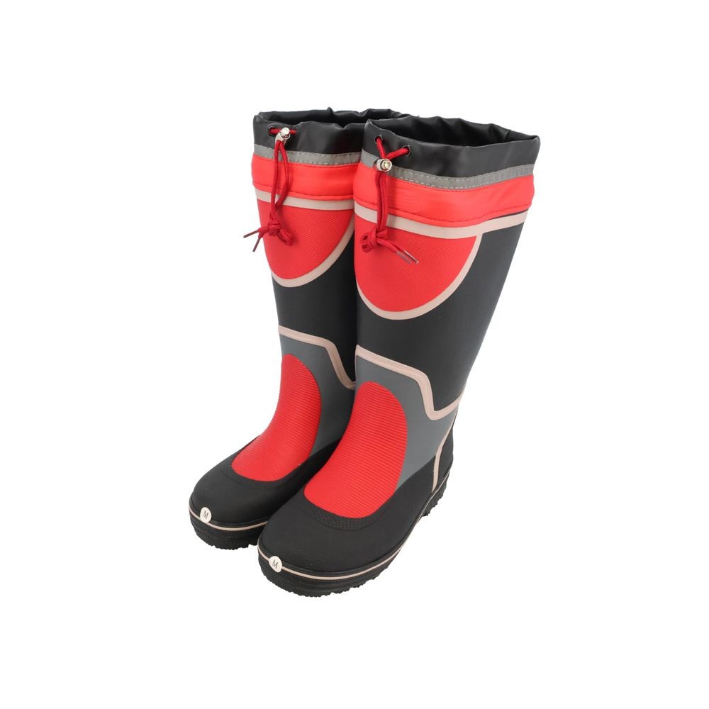 胴太でゆったり紳士カラーブーツ　反射テープ付, レッド＋ブラック, Mサイズ