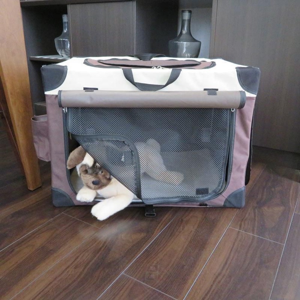 ビバホーム 軽くて丈夫で持ち運びが便利なアルミ組立ケージ, ブラウン&times;ホワイト（S）, Sサイズ