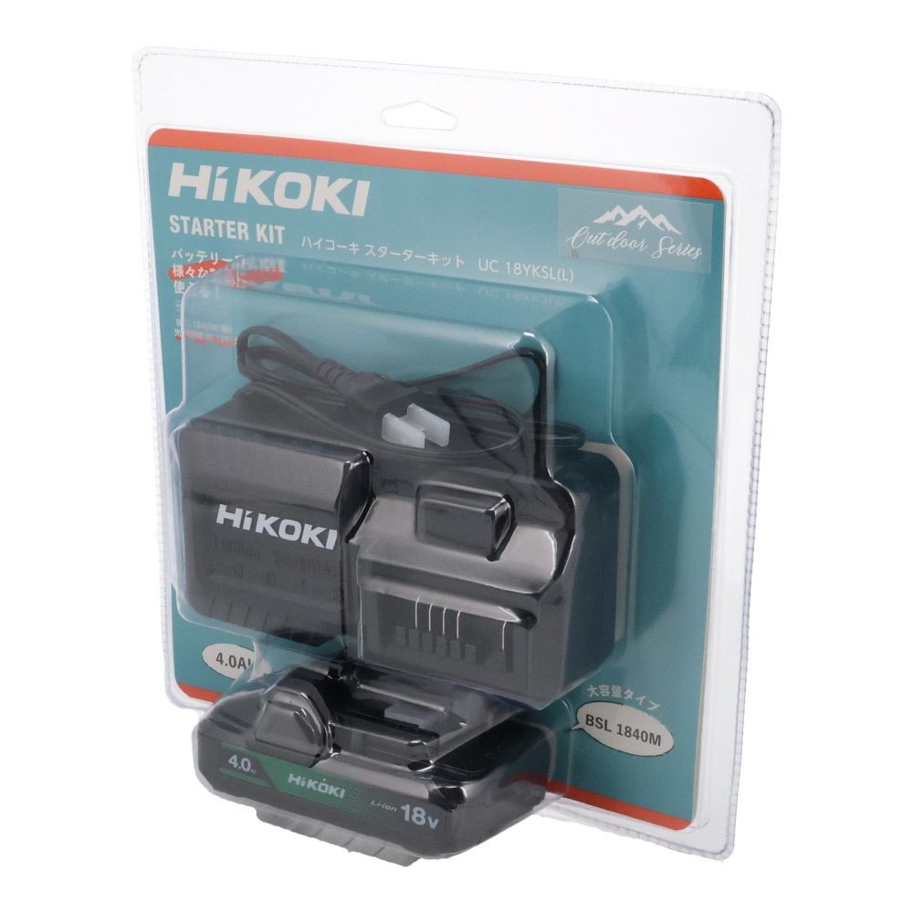 HiKOKI ハイコーキ スターターキット UC18YKSL (L) ※急速充電器UC18YKSL + スライド式リチウムイオン蓄電池 BSL1840M 18V4.0Ah, ブラック, スターターキット