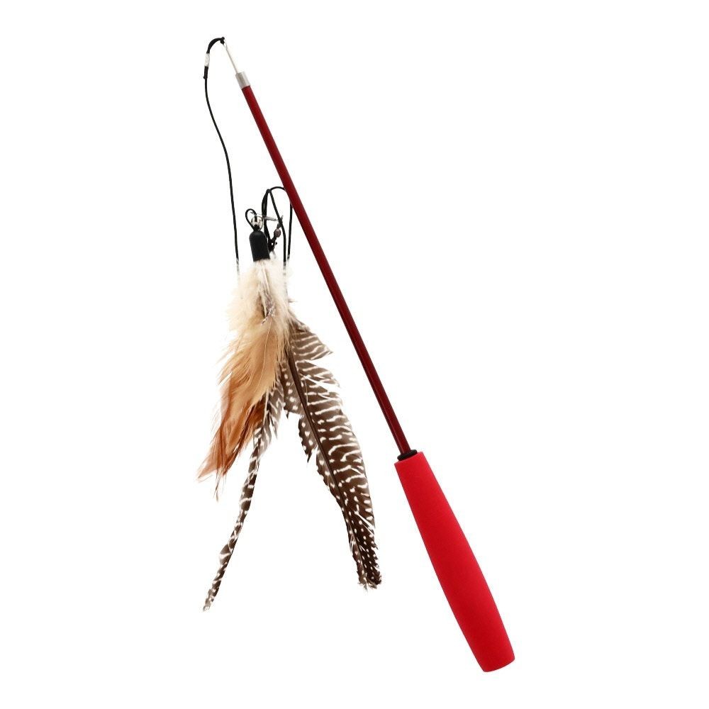 交換できる猫じゃらし　本体　キジの羽根付き, レッド, 約25g