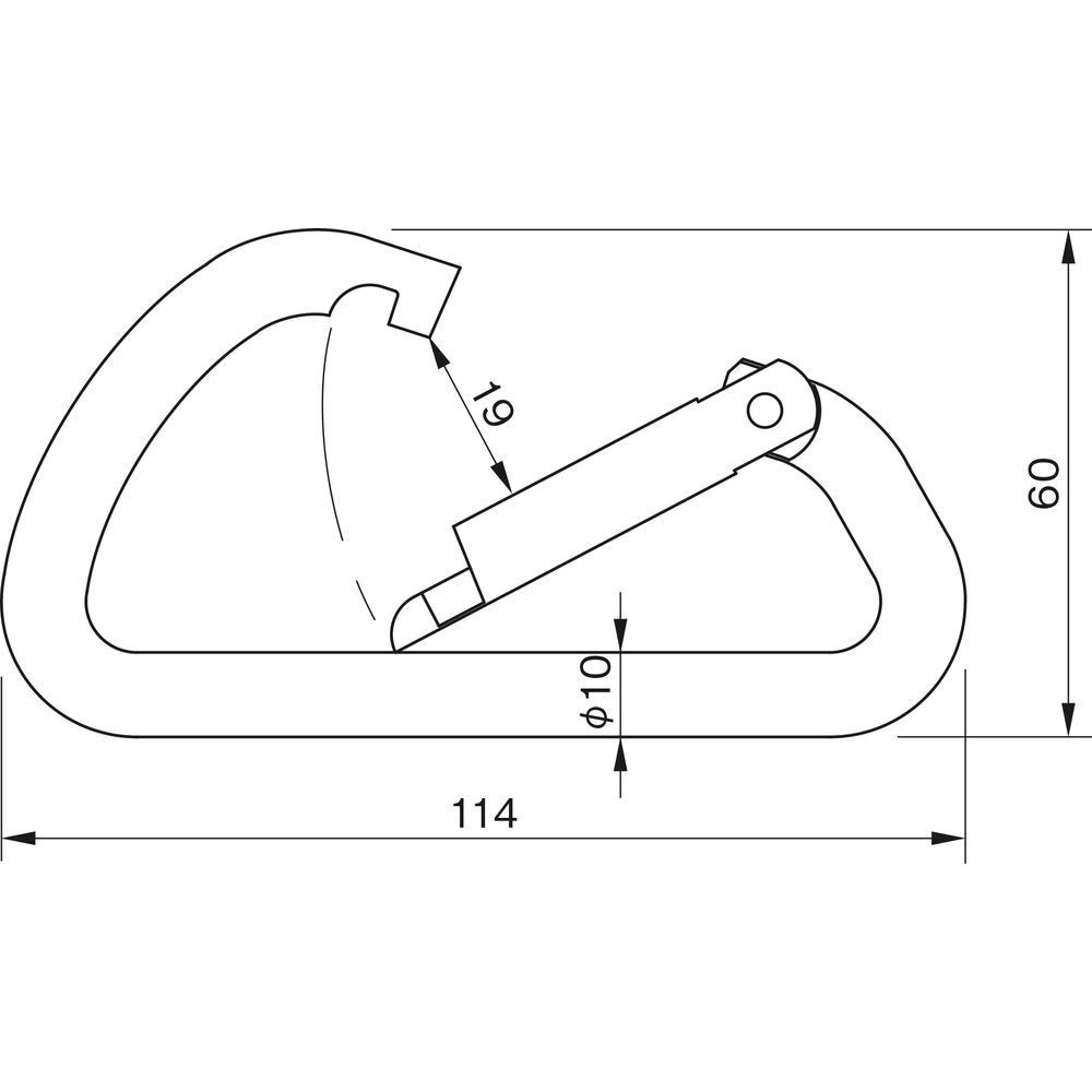 伊藤製作所 カラビナ　鉄変Ｄ型環なし KB10, アルミ合金, D型