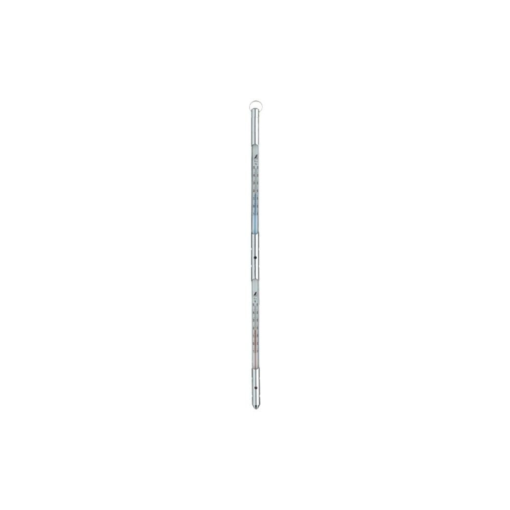 棒状温度計ガラス製H-9赤・青-10~50&deg;C 15cm&times;2金属ケース付, 72581, 15cm