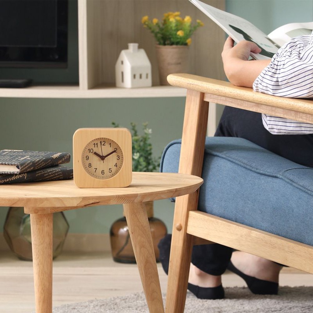 置時計　ウッド　スクエア, ブラウン, その他サイズ１