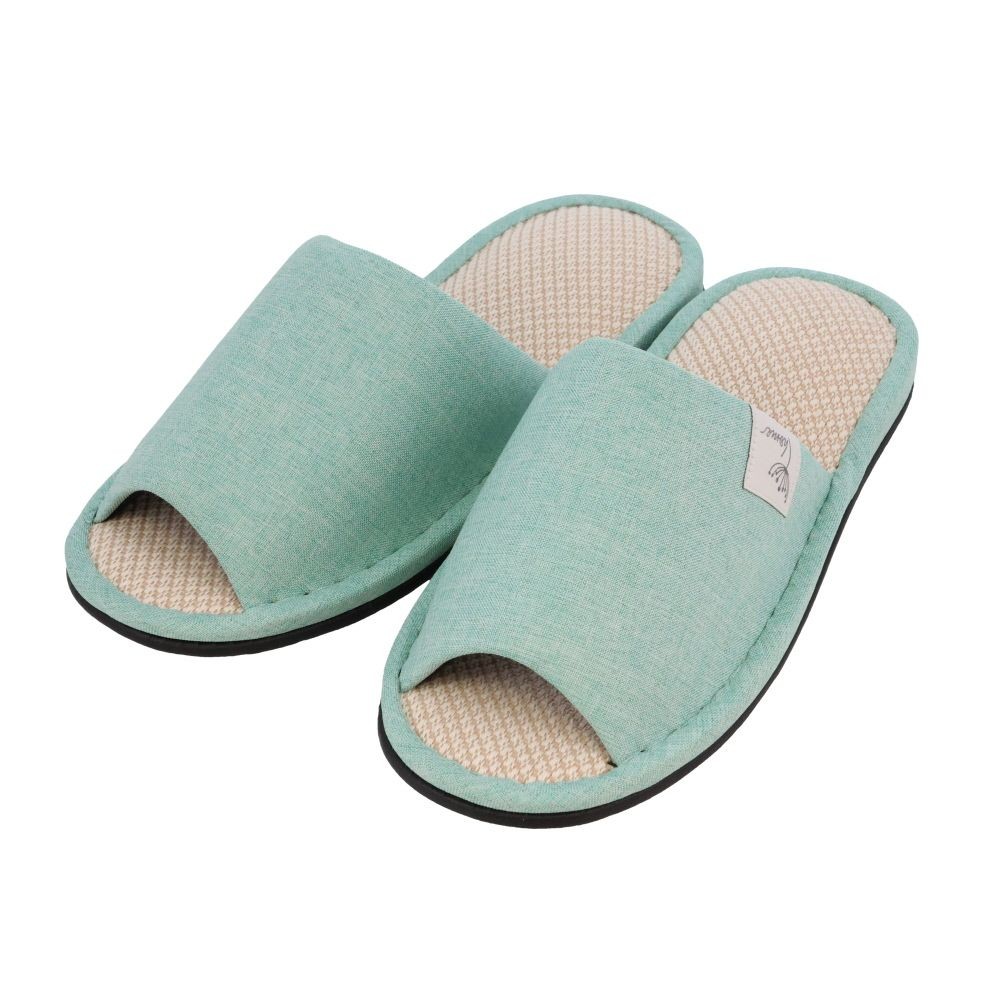 ムレにくい麻混スリッパ, ミント, Lサイズ