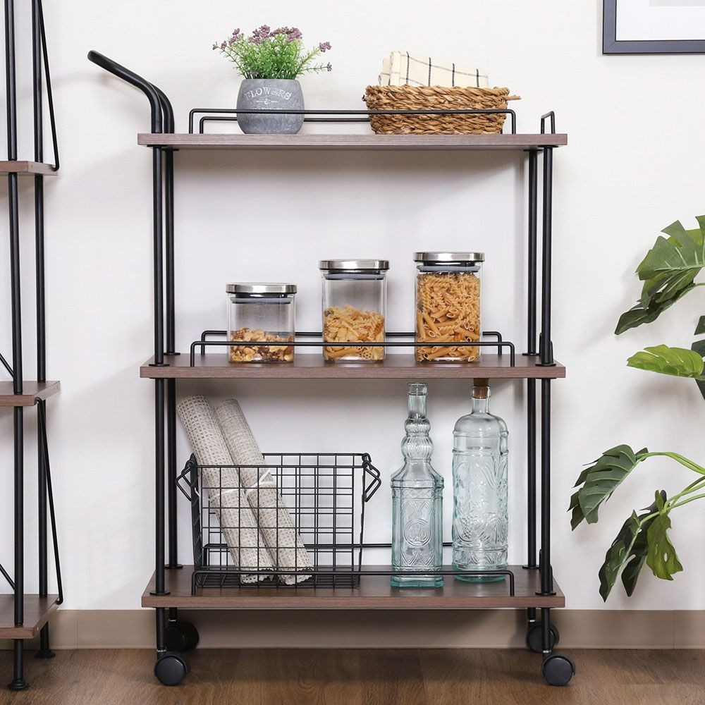 不二貿易 ＥＺＢＯツイストロック　キッチンカート　ＭＢＲ【メーカー直送・代引不可】, ブラウン, 幅680mm&times;奥行300mm&times;高さ900mm