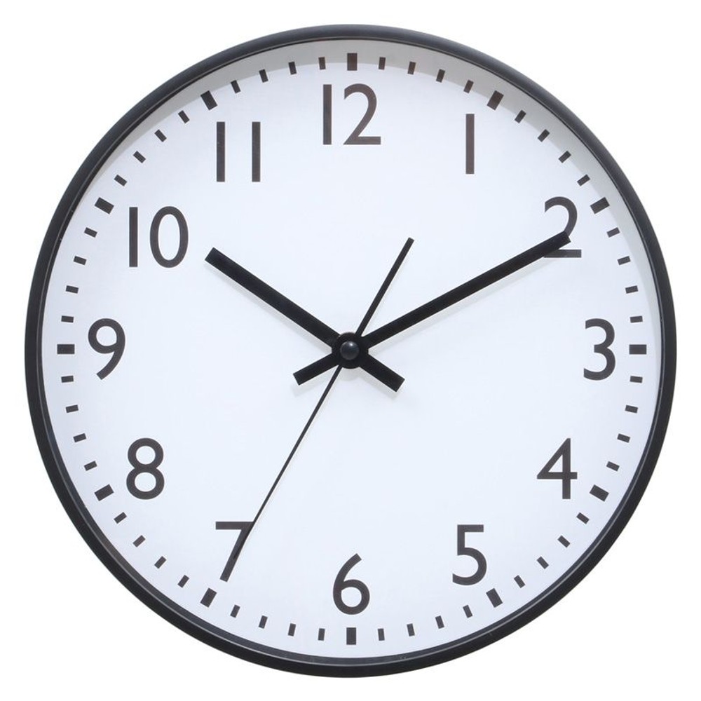 静音式掛時計シンプル, ホワイト, 25cm