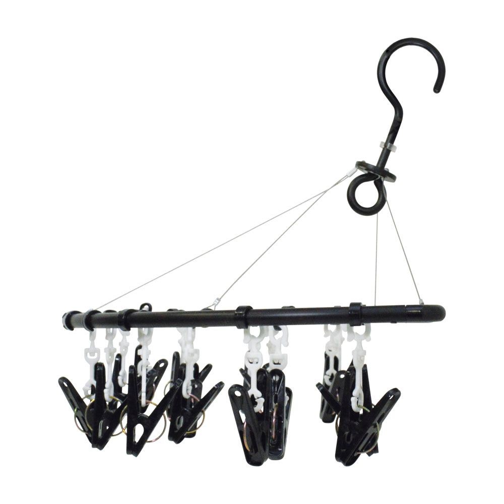 WIZ'A ウィザ 壁掛けアルミ洗濯ハンガー１６ピンチ, ブラック, 16P