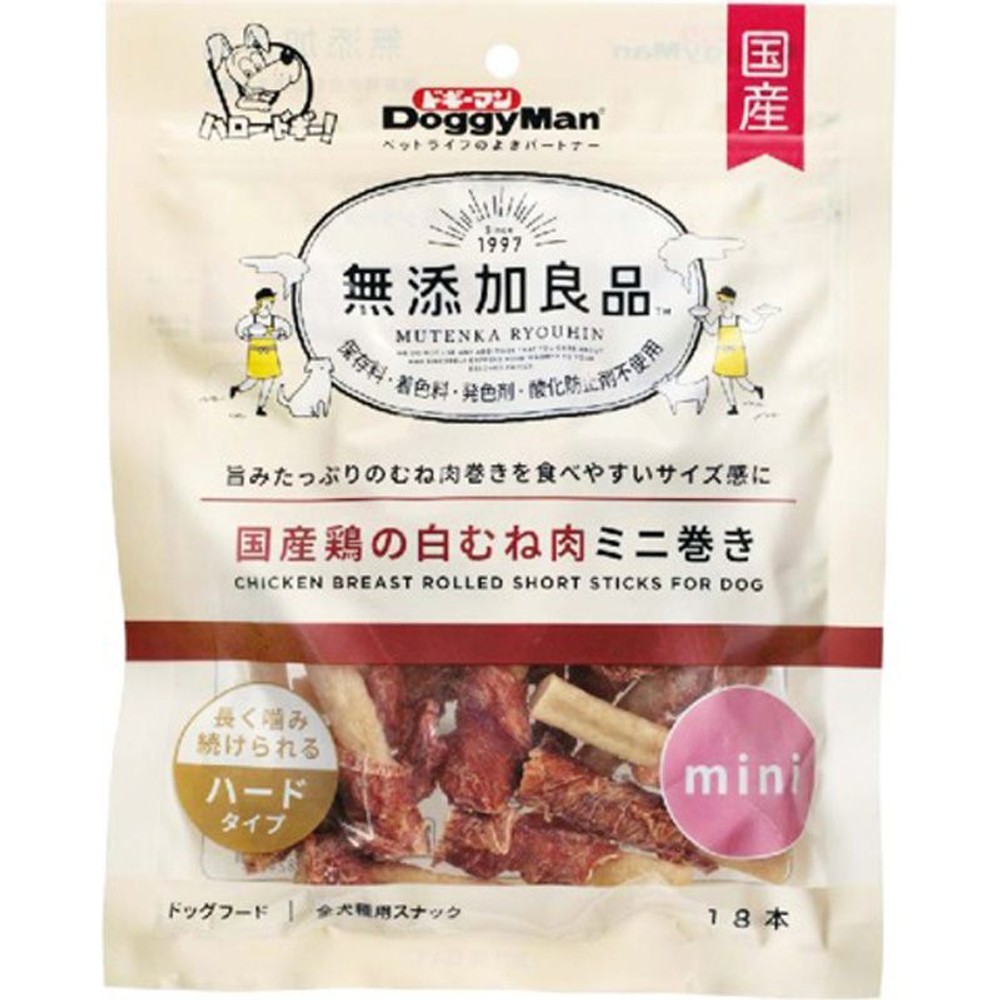 ドギーマン　無添加良品 国産鶏白むね肉 ミニ巻　18本, ミニ巻, 18本