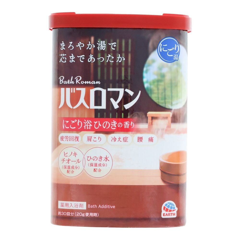 アース　バスロマン　にごり浴　ひのきの香り　６００ｇ, 乳橙色の湯色（にごり）, 600g