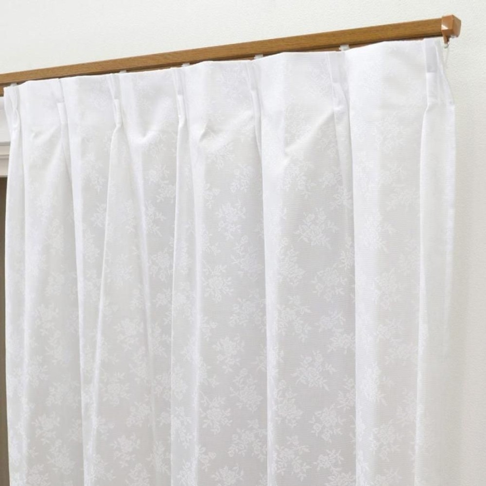 採光防炎断熱レースカーテン192【メーカー直送・代引不可】, ホワイト（108cm）, 108cm