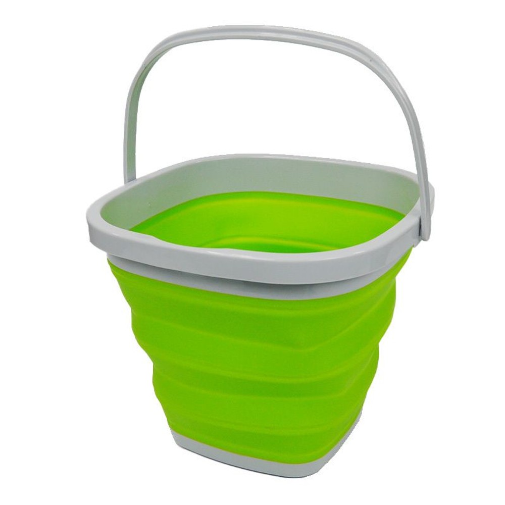 コンパクトに折りたためるソフトバケツ, グリーン, 5.0L