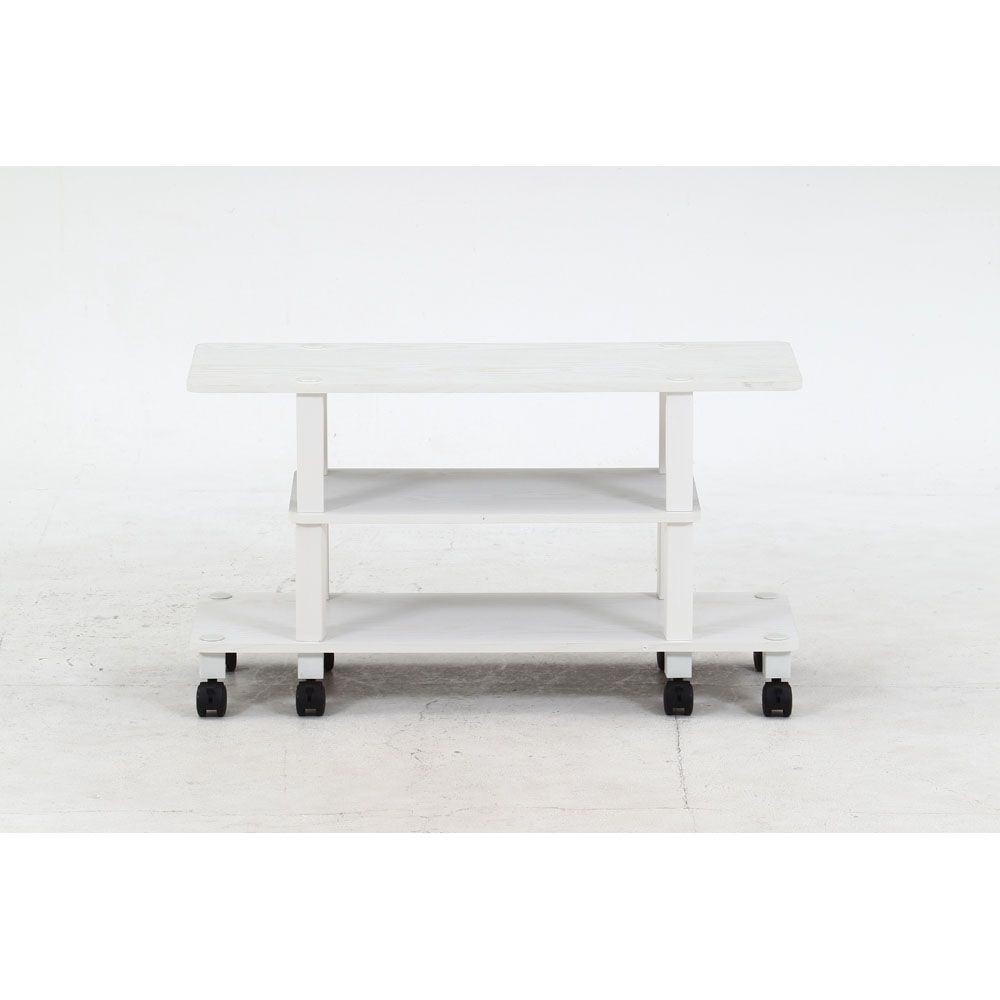 不二貿易 フィット　ＴＶ台（キャスター付）　オークＷＨ【メーカー直送・代引不可】, ホワイト, 幅800mm&times;奥行295mm&times;高さ445mm